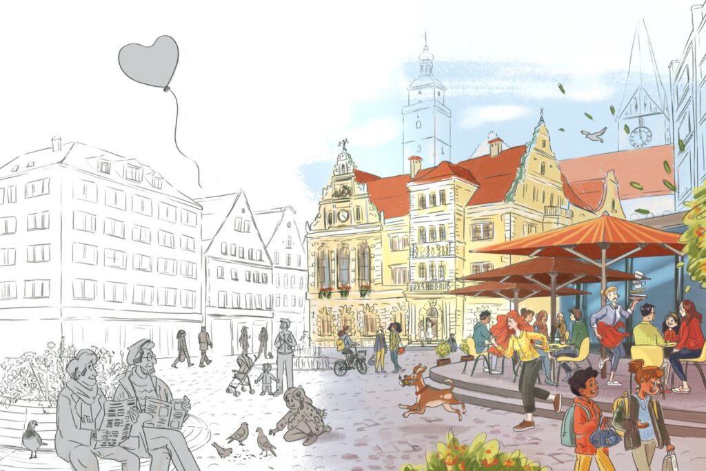 Skizze Rathausplatz-Theresa Viehhauser