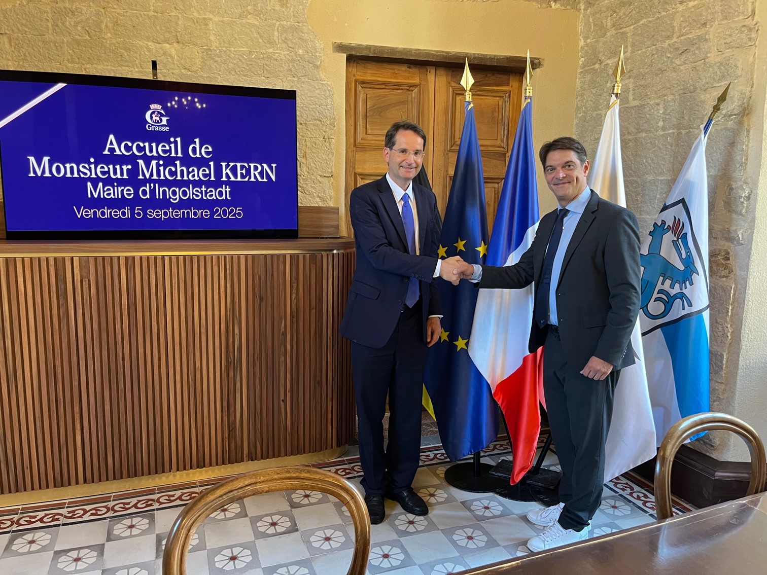 OB Dr. Michael Kern und Bürgermeister Jérôme Viaud - Grasse