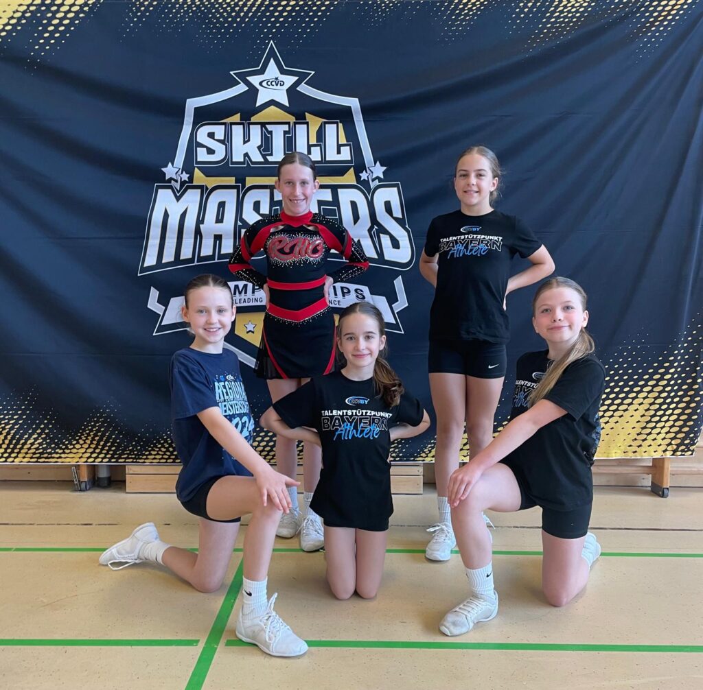 Bild: Die Sportlerinnen aus dem Talentstützpunkt im Cheersport des TSV Gaimersheim bei den Skill Masters, Quelle Heidi Meier