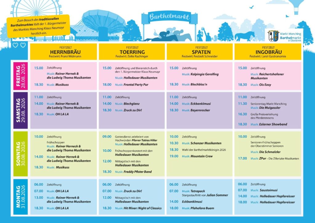 Barthelmarkt Programm Bierzelte