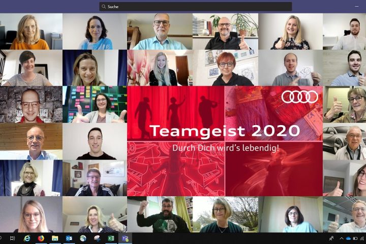 The award ceremony for the “Team Spirit 2020” campaign was digital.
This picture shows all the participants from the regions Ingolstadt and Neckarsulm.