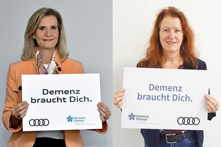The motto of the German Alzheimer's Society is: "Dementia needs you". Audi is now a cooperation partner and has joined the “Dementia Partners” initiative. In the photo (left to right): Ute Röding, Head of Corporate Citizenship at AUDI AG, and First name Sabine Jansen, Managing Director of the German Alzheimer Society e.V.