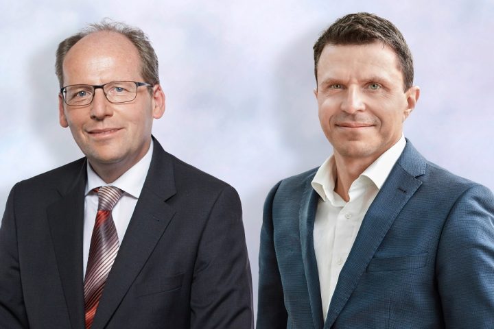 Thomas Frank (left), former Head of Audi Tradition and Auto Union GmbH, and his successor Stefan Trauf.