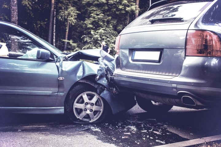 Image of a auto accident involving two cars.