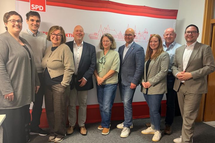 SPD-Fraktion mit Geschäftsführerin und Kreisvorsitzend er