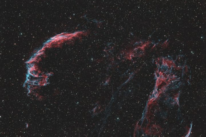 Blick in den Sternenhimmel: Der 15-jährige Killian Harvolk hat den Schleiernebel mit rund neun Stunden Belichtungszeit und spezieller Astrofotografie-Technik aufgenommen.