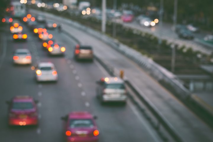 Abstract blur of traffic jam in the city Bangkok Thailand background