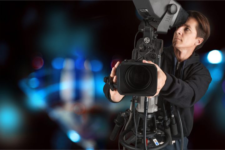 Film studio tv technician studio lights white digital video camera media